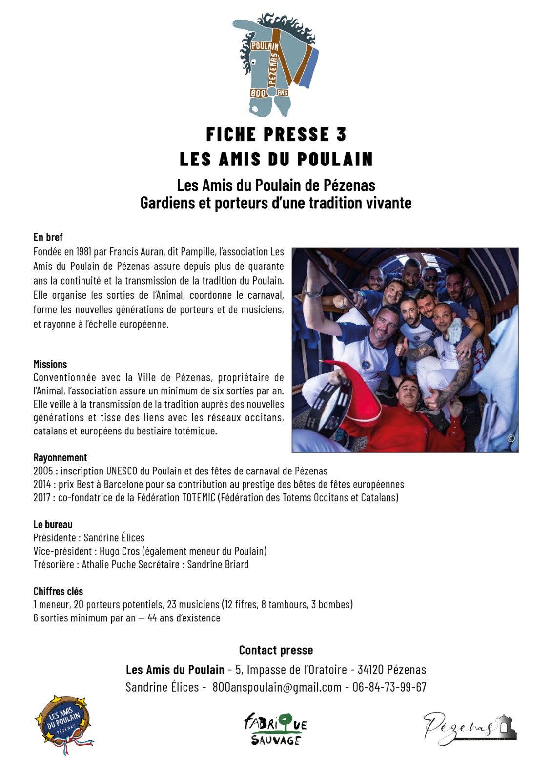 Fiche presse Les Amis du Poulain