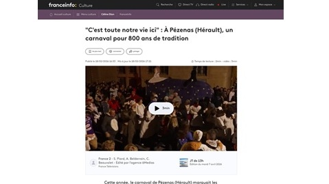 Sujet France TV - Pézenas, un carnaval pour 800 ans de tradition